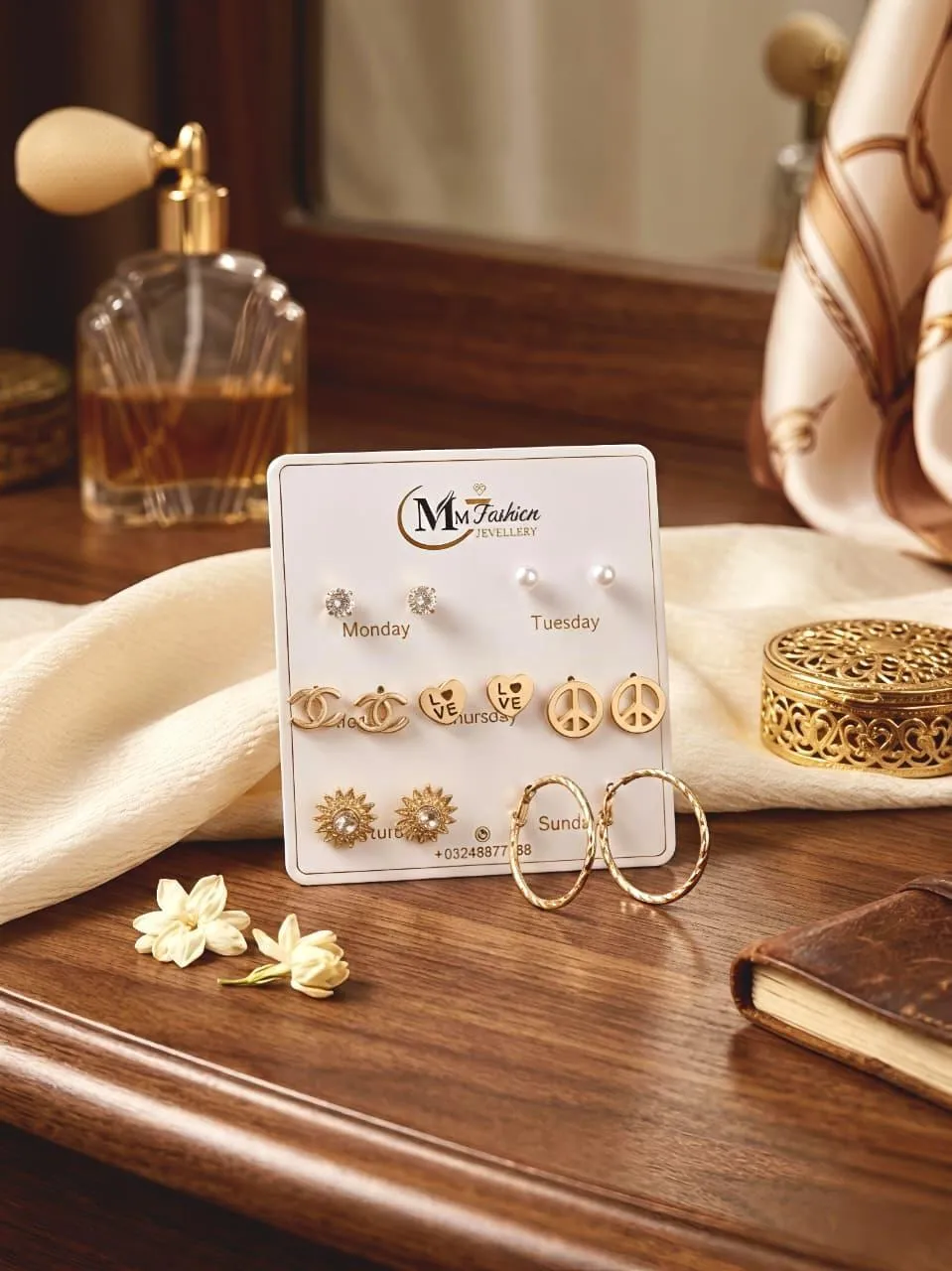 Gold Plated Crystal Earrings for Women Golden Color