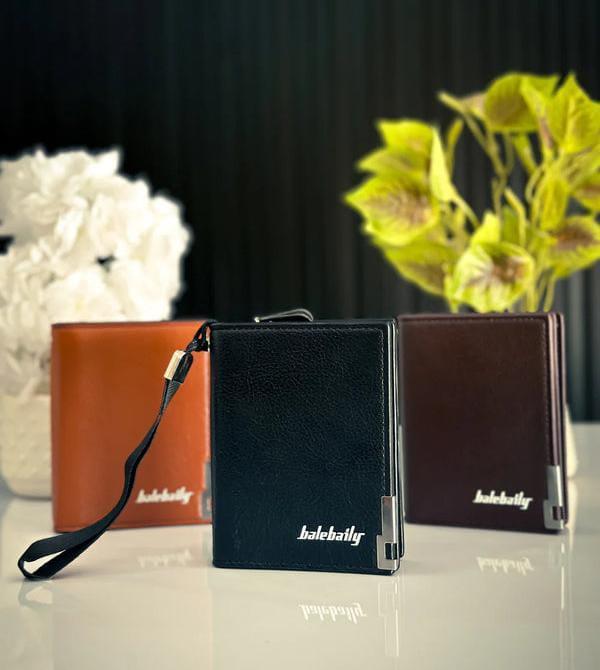 Premium PU Leather Wallet Black Brown Orange Bi-Fold