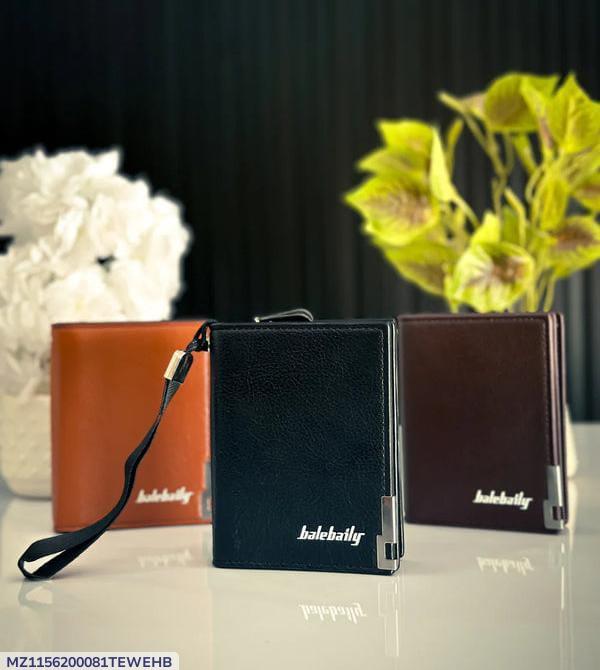 Premium PU Leather Wallet Black Brown Orange Bi-Fold