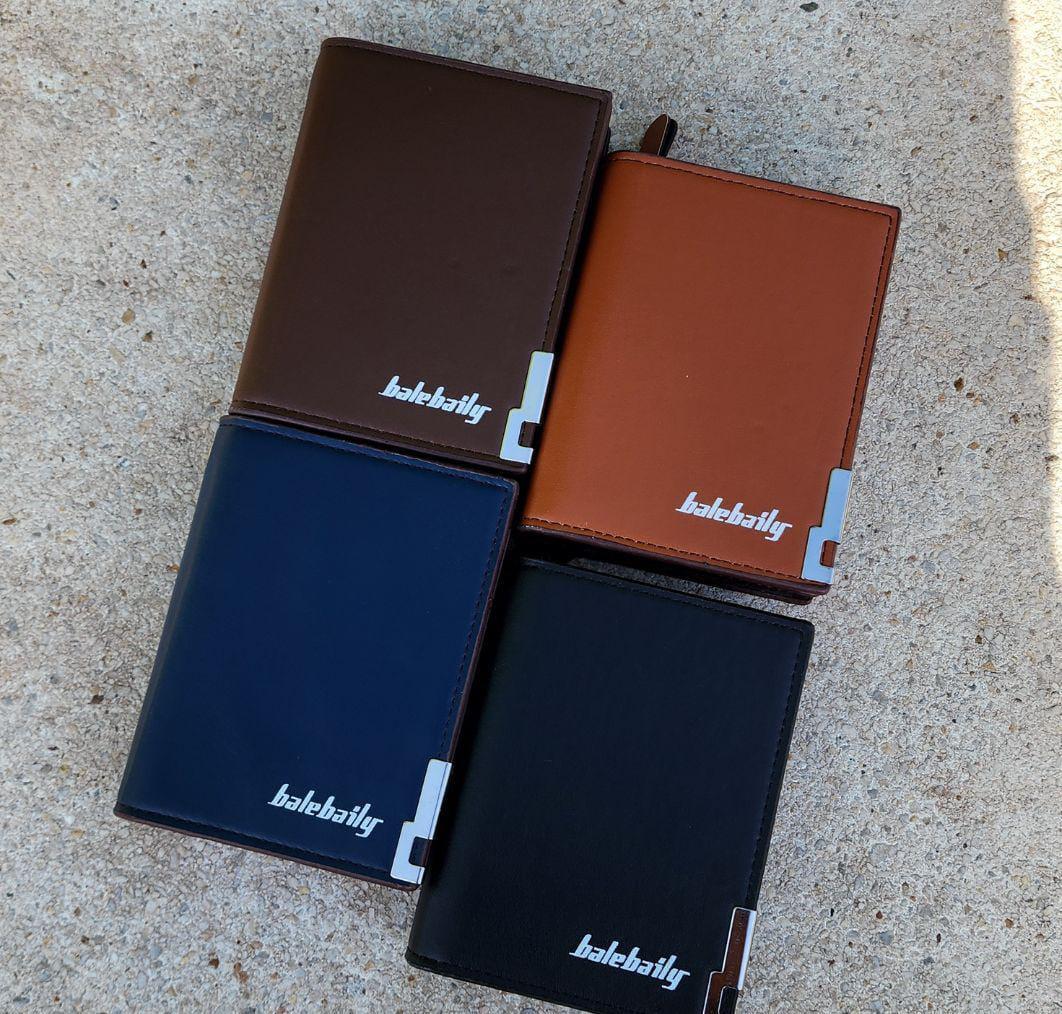 Premium PU Leather Wallet Black Brown Orange Bi-Fold
