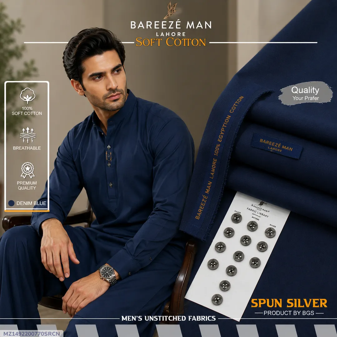 Men Unstitched Cotton Suit Multicolor Summer
