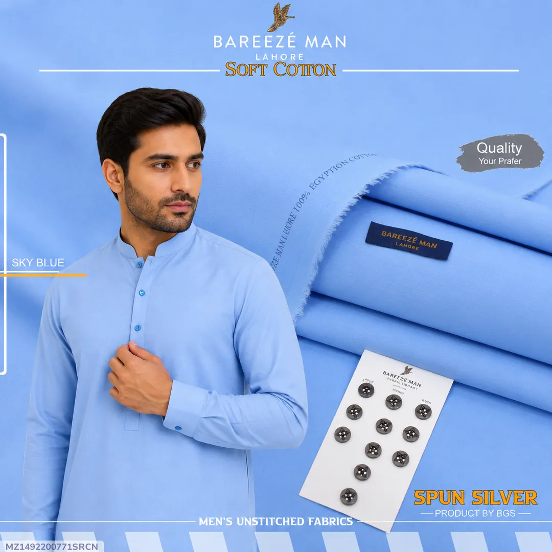 Men Unstitched Cotton Suit Multicolor Summer