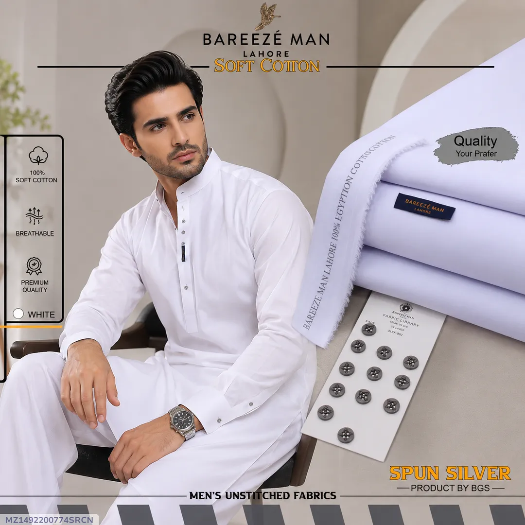 Men Unstitched Cotton Suit Multicolor Summer