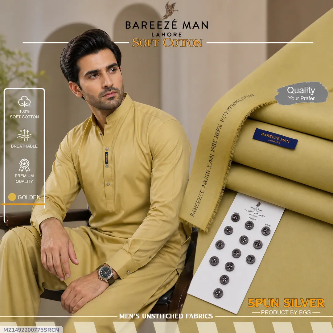 Men Unstitched Cotton Suit Multicolor Summer