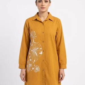 Mustard Embroidered Lawn Shirt Medium