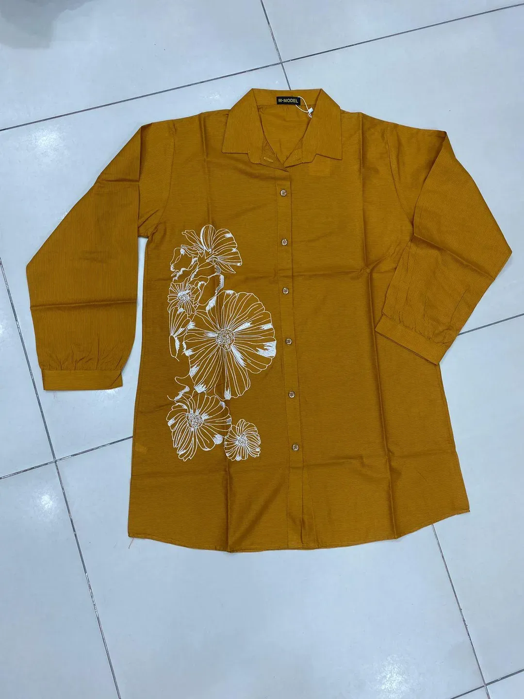 Mustard Embroidered Lawn Shirt Medium