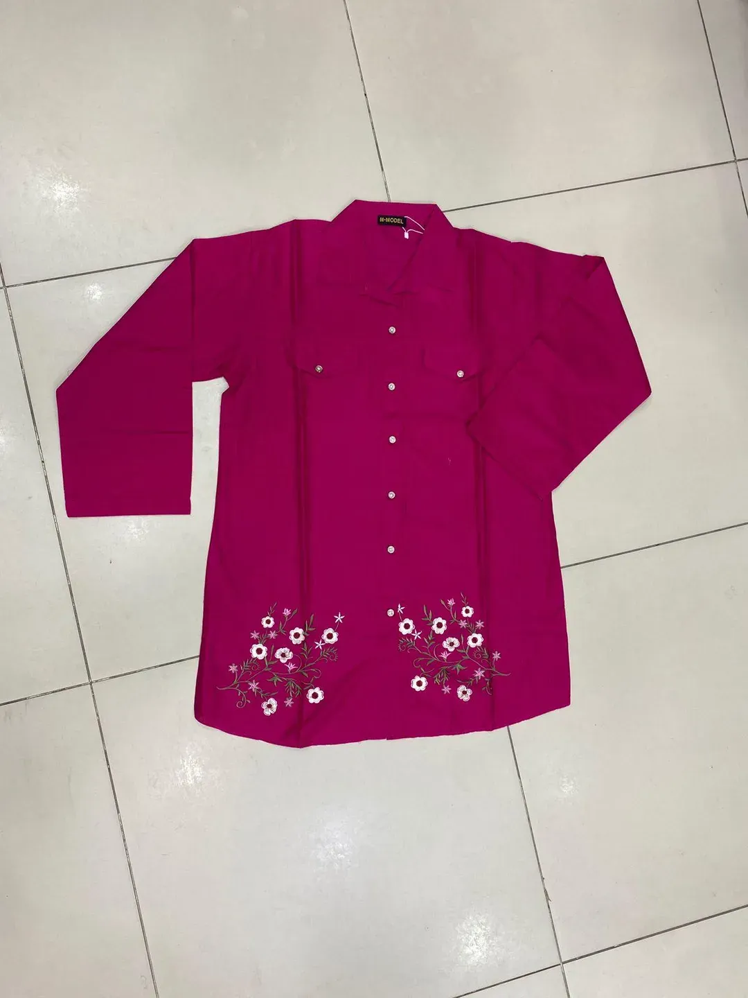 Pink Embroidered Lawn Kurta for Women Medium