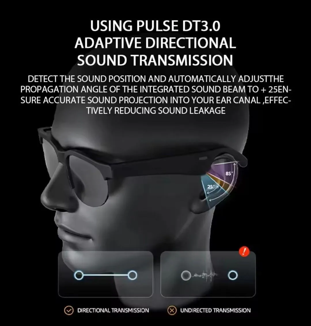 Intelligent Bluetooth Glasses Black Long Range Audio Gaming