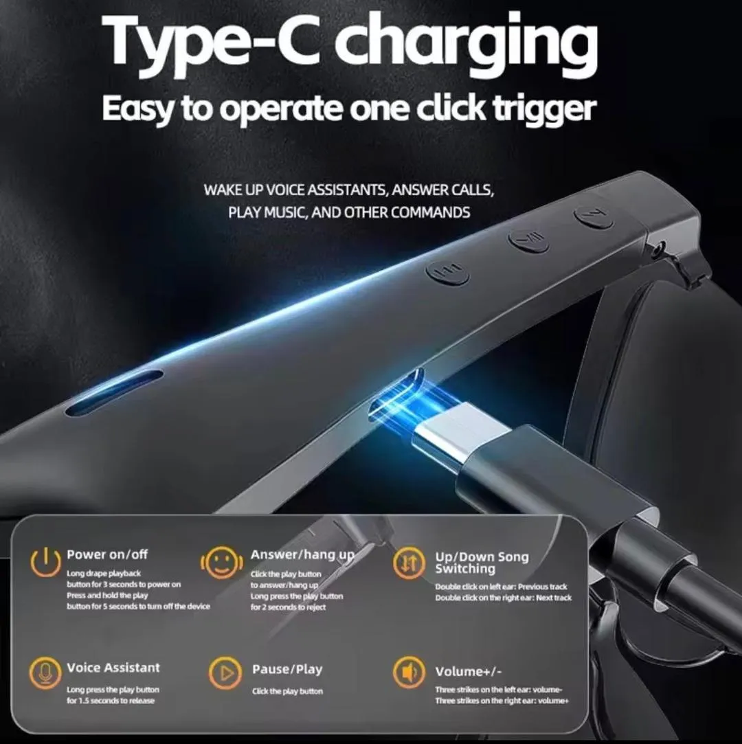 Intelligent Bluetooth Glasses Black Long Range Audio Gaming