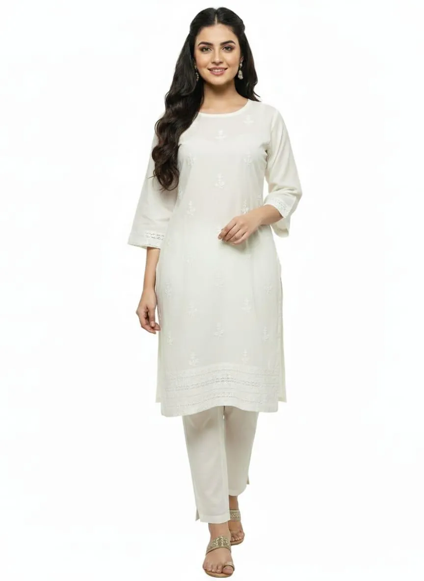 White Lawn 2-Piece Kurta & Pants Set for Eid & Office