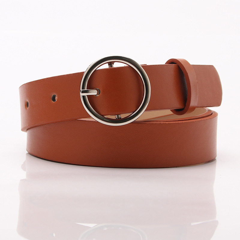 Women's Round Buckle Belt Gray Orange Casual Fashion