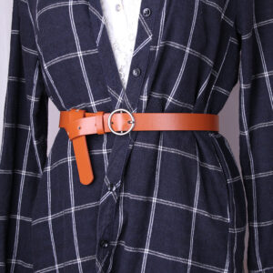 Women’s Round Buckle Belt Gray Orange Casual Fashion