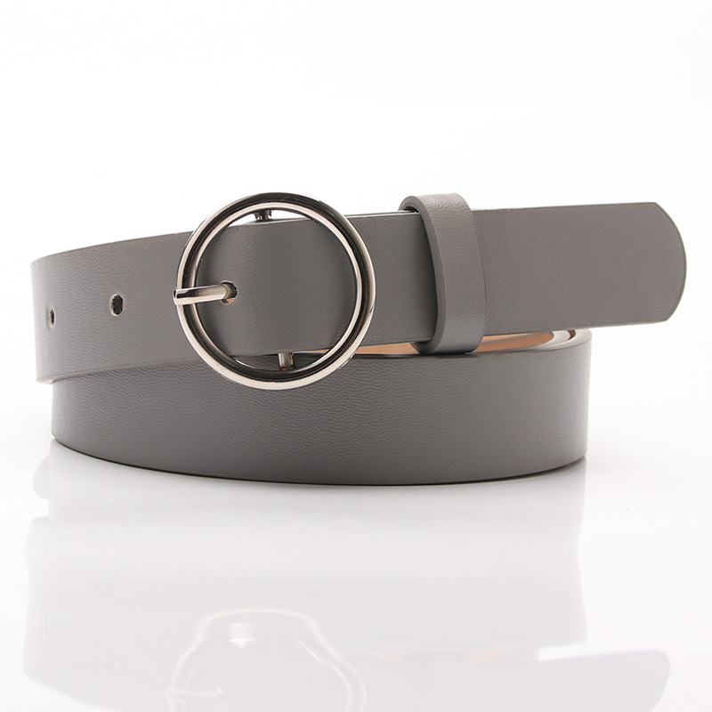 Women's Round Buckle Belt Gray Orange Casual Fashion