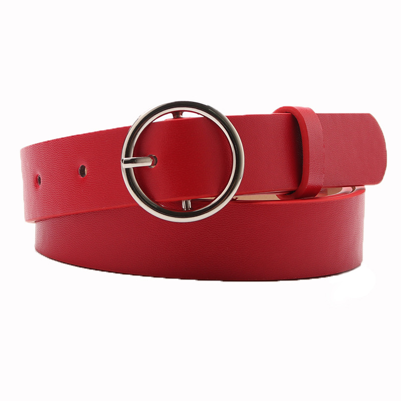 Women's Round Buckle Belt Gray Orange Casual Fashion