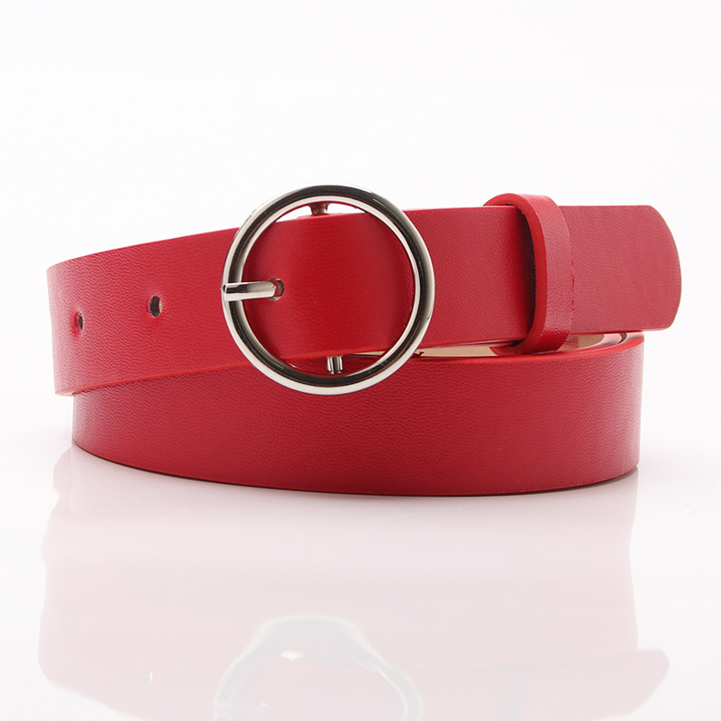 Women's Round Buckle Belt Gray Orange Casual Fashion