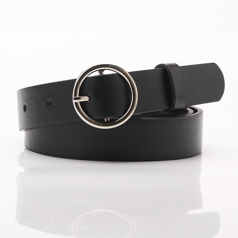 Women's Round Buckle Belt Gray Orange Casual Fashion