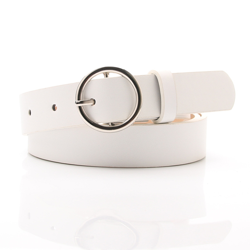 Women's Round Buckle Belt Gray Orange Casual Fashion