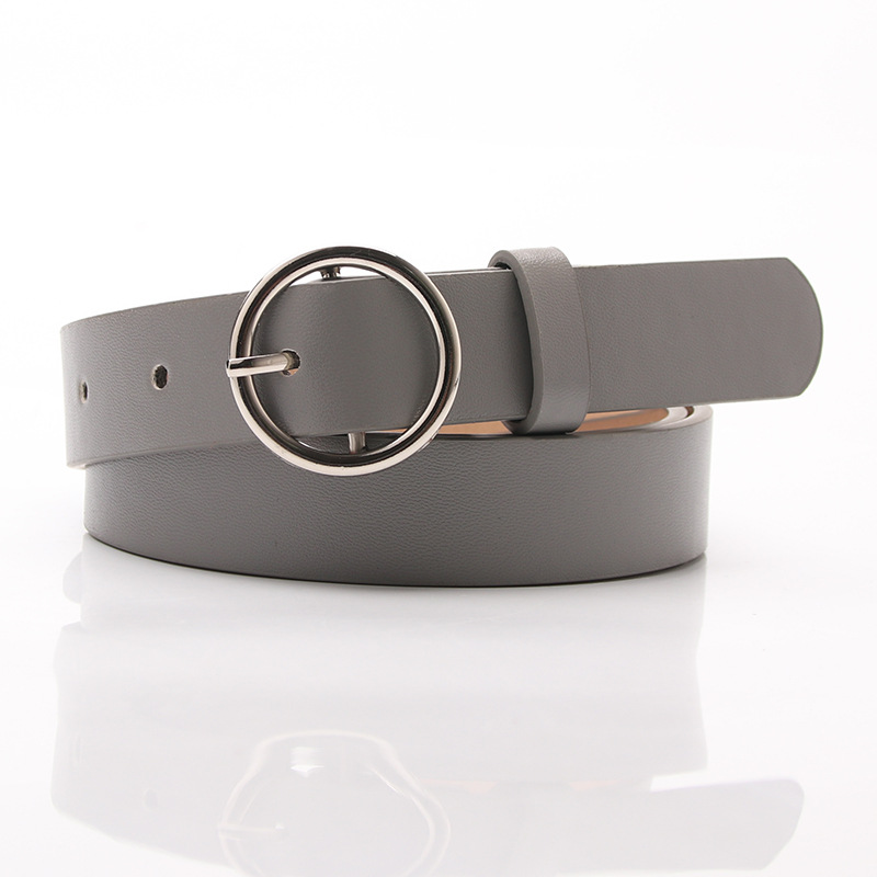 Women's Round Buckle Belt Gray Orange Casual Fashion