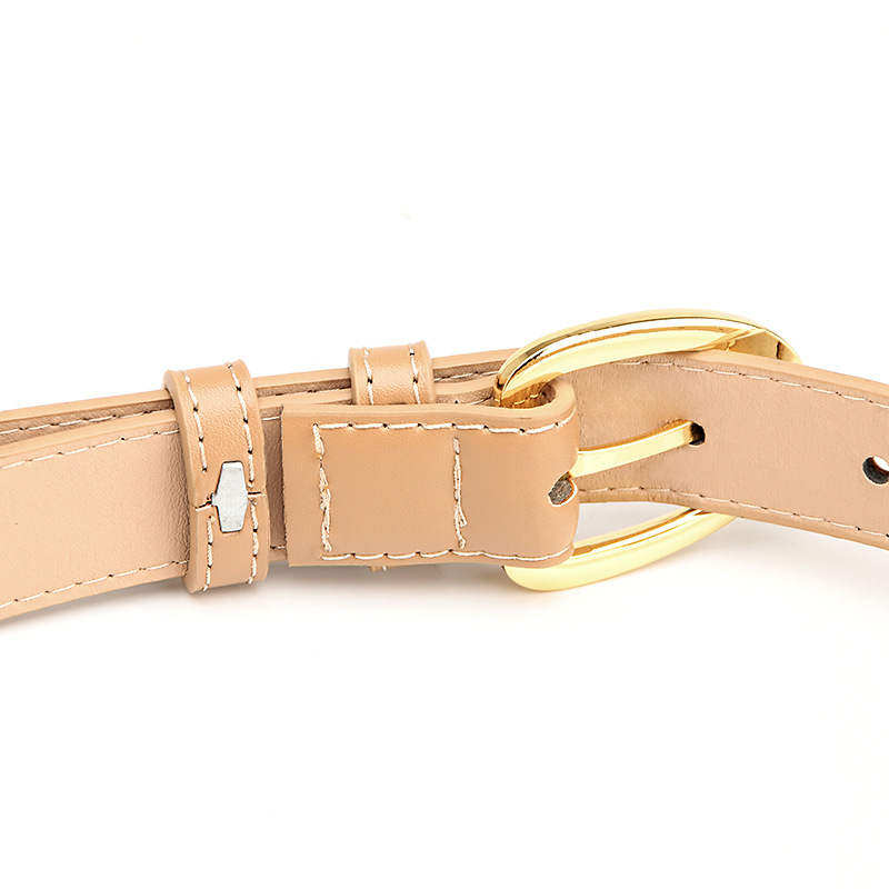 Women Leather Belt with Gold Buckle Black Brown All Season