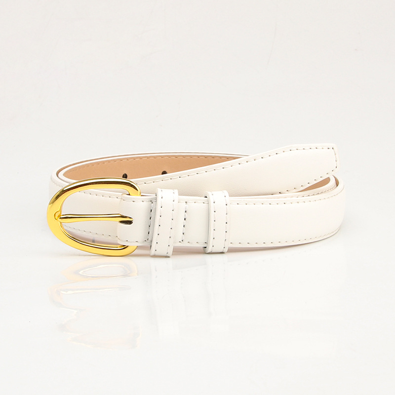 Women Leather Belt with Gold Buckle Black Brown All Season