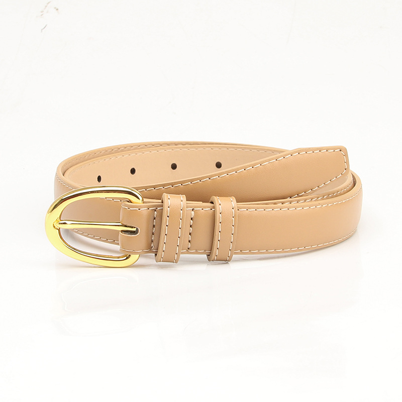 Women Leather Belt with Gold Buckle Black Brown All Season