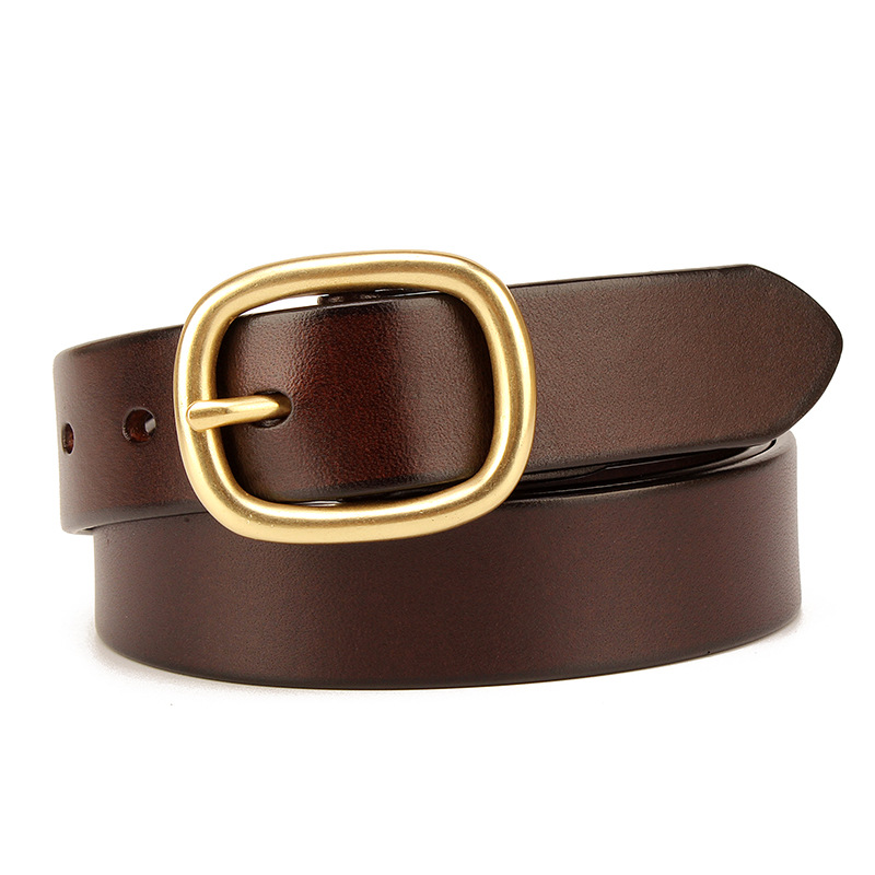 Black Cowhide Wide Belt with Gold Pin Buckle