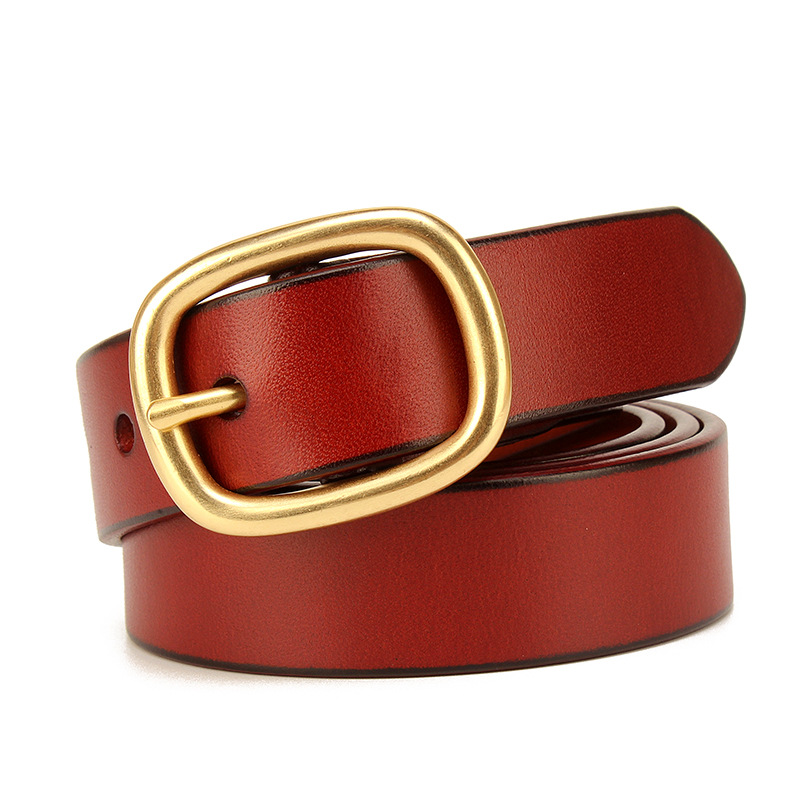 Black Cowhide Wide Belt with Gold Pin Buckle