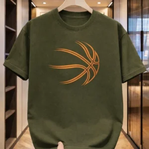 Men Green Basketball Print T-Shirt Medium to XL Cotton