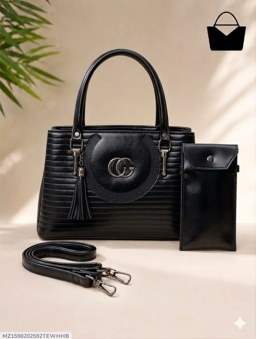 Pink Leather 2-Piece Handbag Set for Women