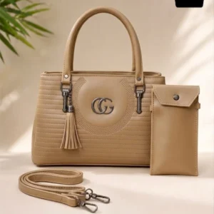 Pink Leather 2-Piece Handbag Set for Women