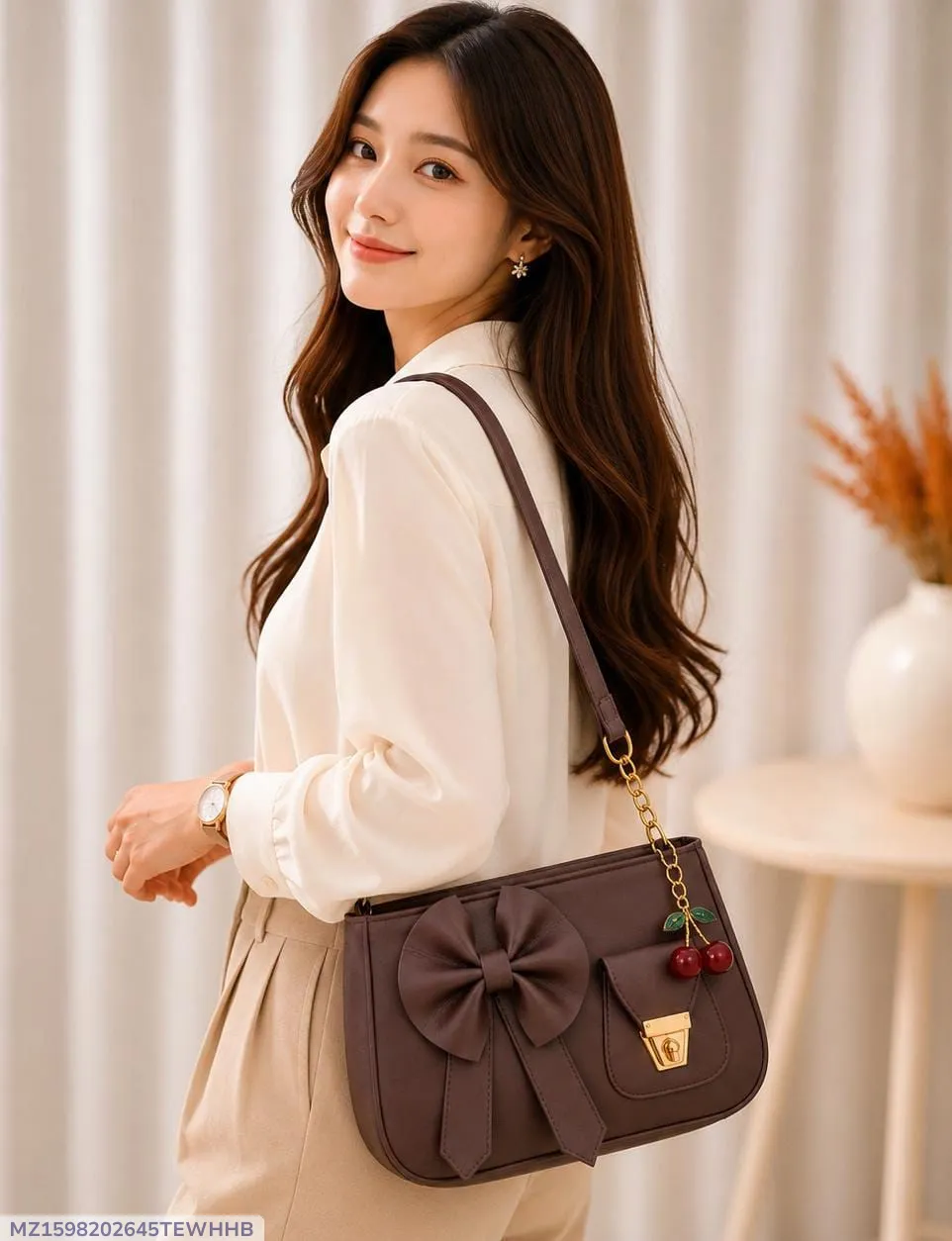Women's Leather Plain Shoulder Bag