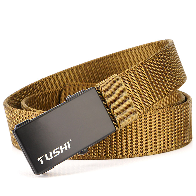 Men Nylon Automatic Buckle Belt Gray Black