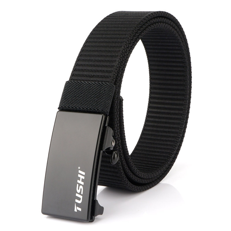 Men Nylon Automatic Buckle Belt Gray Black