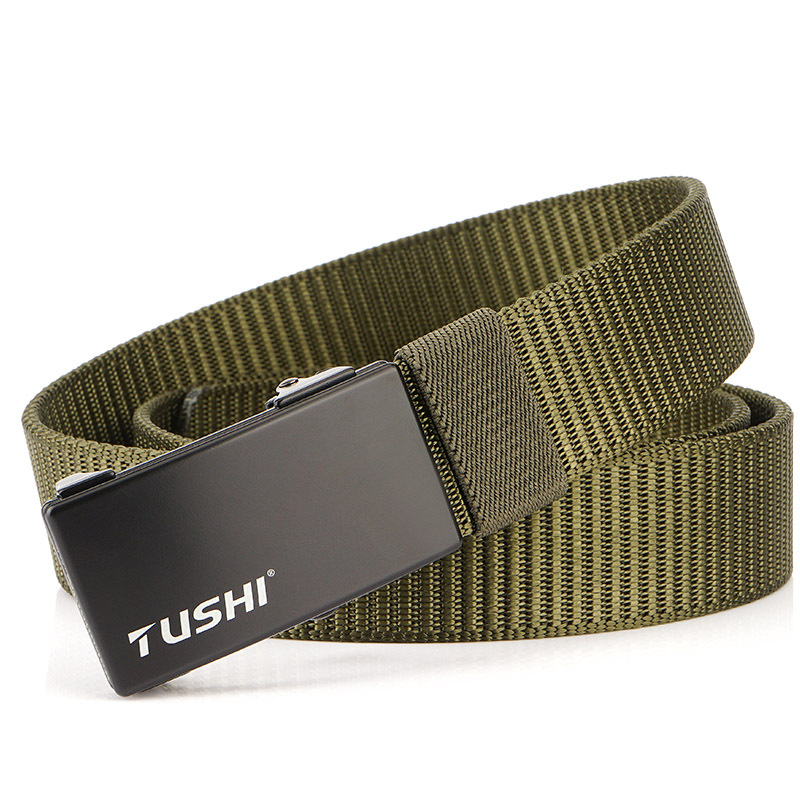 Men Nylon Automatic Buckle Belt Gray Black