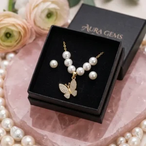 Modern Design Gold Plated Crystal Pendant Set