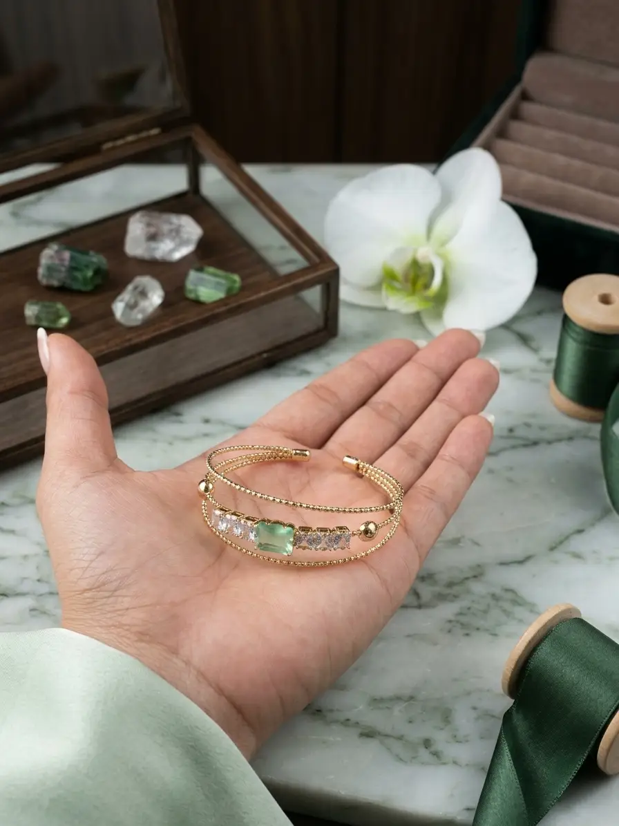 1 Pc Modern Design Gold Plated Crystal Kara Bracelet 3 to 10 year girls