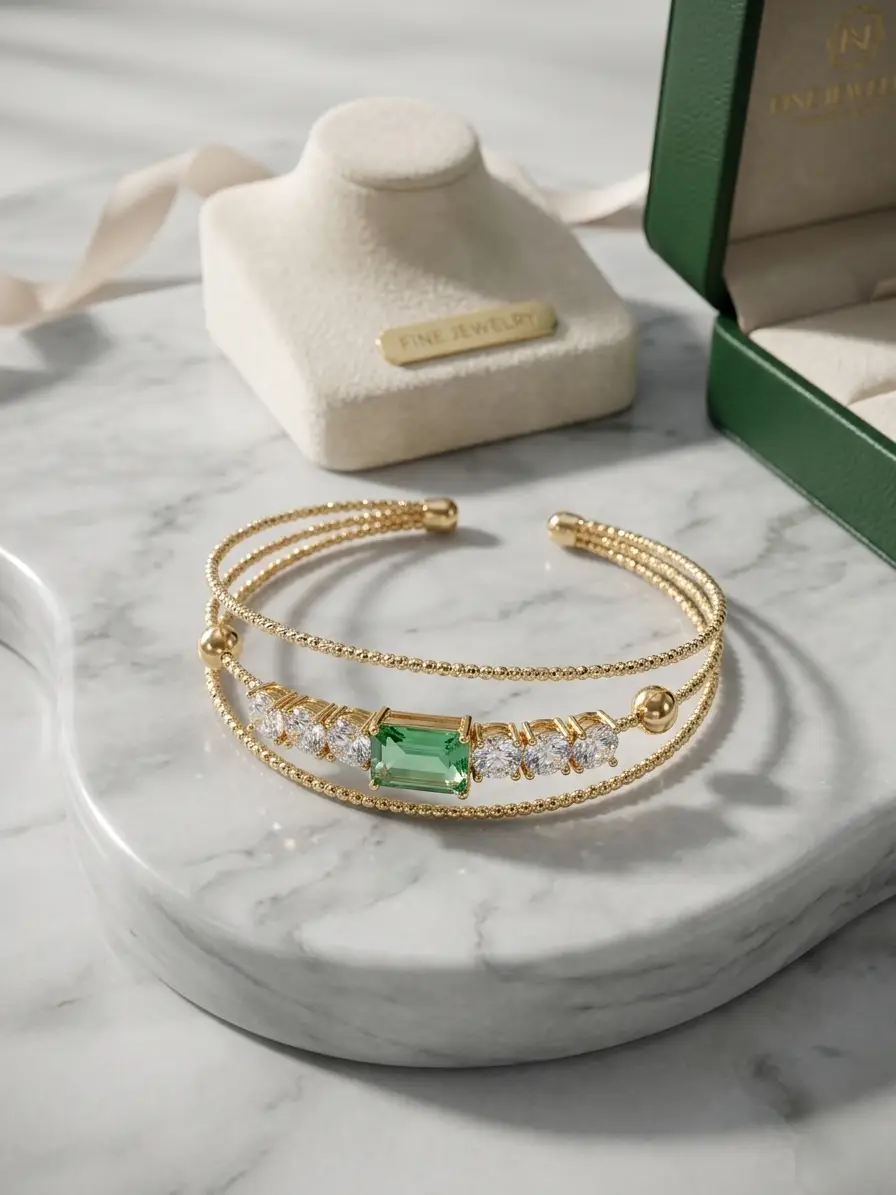1 Pc Modern Design Gold Plated Crystal Kara Bracelet 3 to 10 year girls