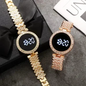 Digital Watch Gold Crystal Chain Strap for Women