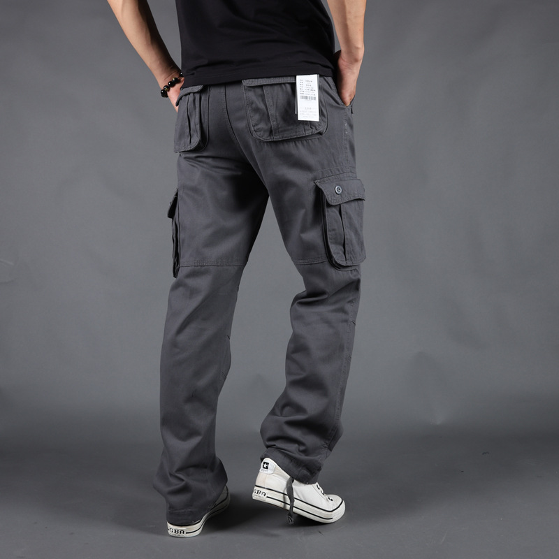 Men Loose Cargo Pants Multi-Pocket Winter Plus Size