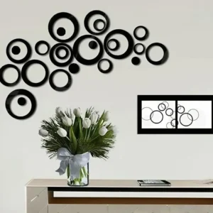 Black Abstract Circle Wall Art Set 24 Pcs Modern Decor