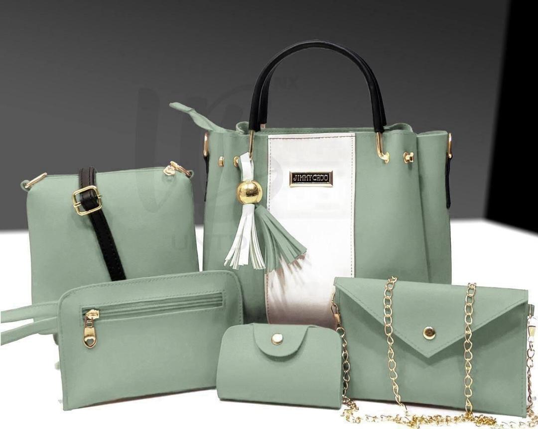 Premium Quality 5-Piece Handbag Set for Girls Maroon Gold