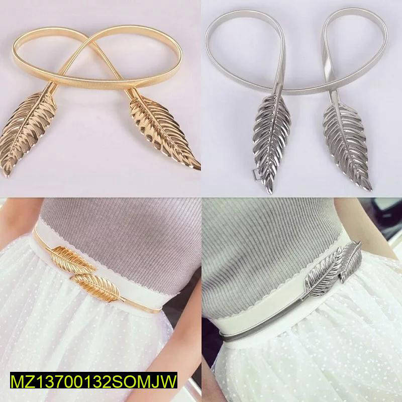 Double Leaf Belt Set Golden Silver Adjustable