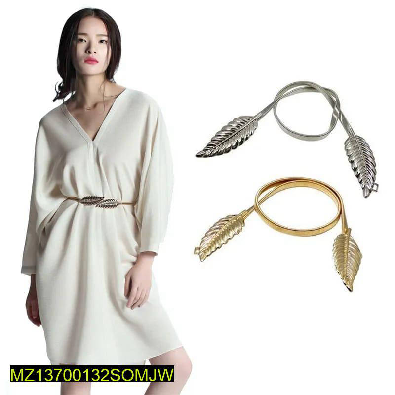Double Leaf Belt Set Golden Silver Adjustable
