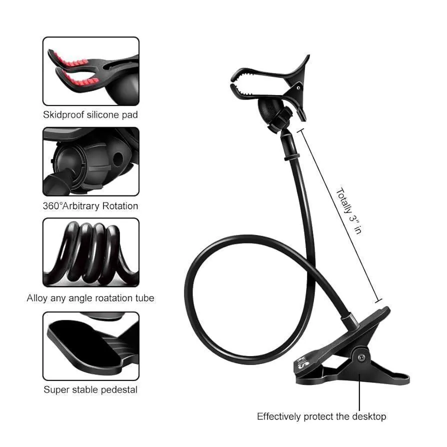 Portable Flexible Phone Holder Black ABS