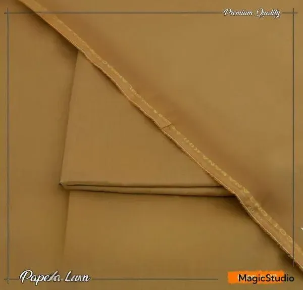 Men Cotton Unstitched Suit Light Brown Summer