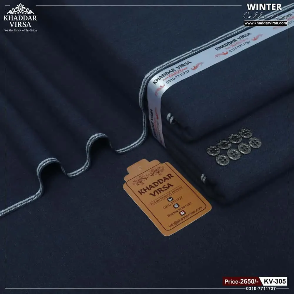 Men's Winter Khaddar Suit Blue Unstitched 3200m