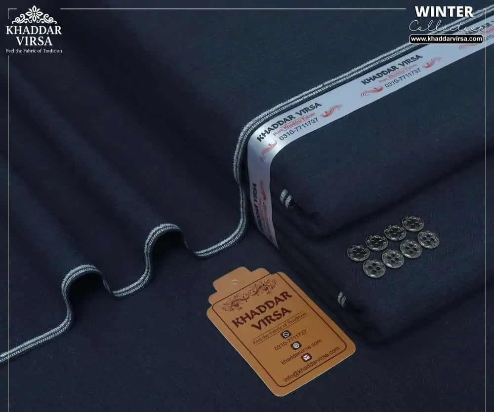 Men's Winter Khaddar Suit Blue Unstitched 3200m