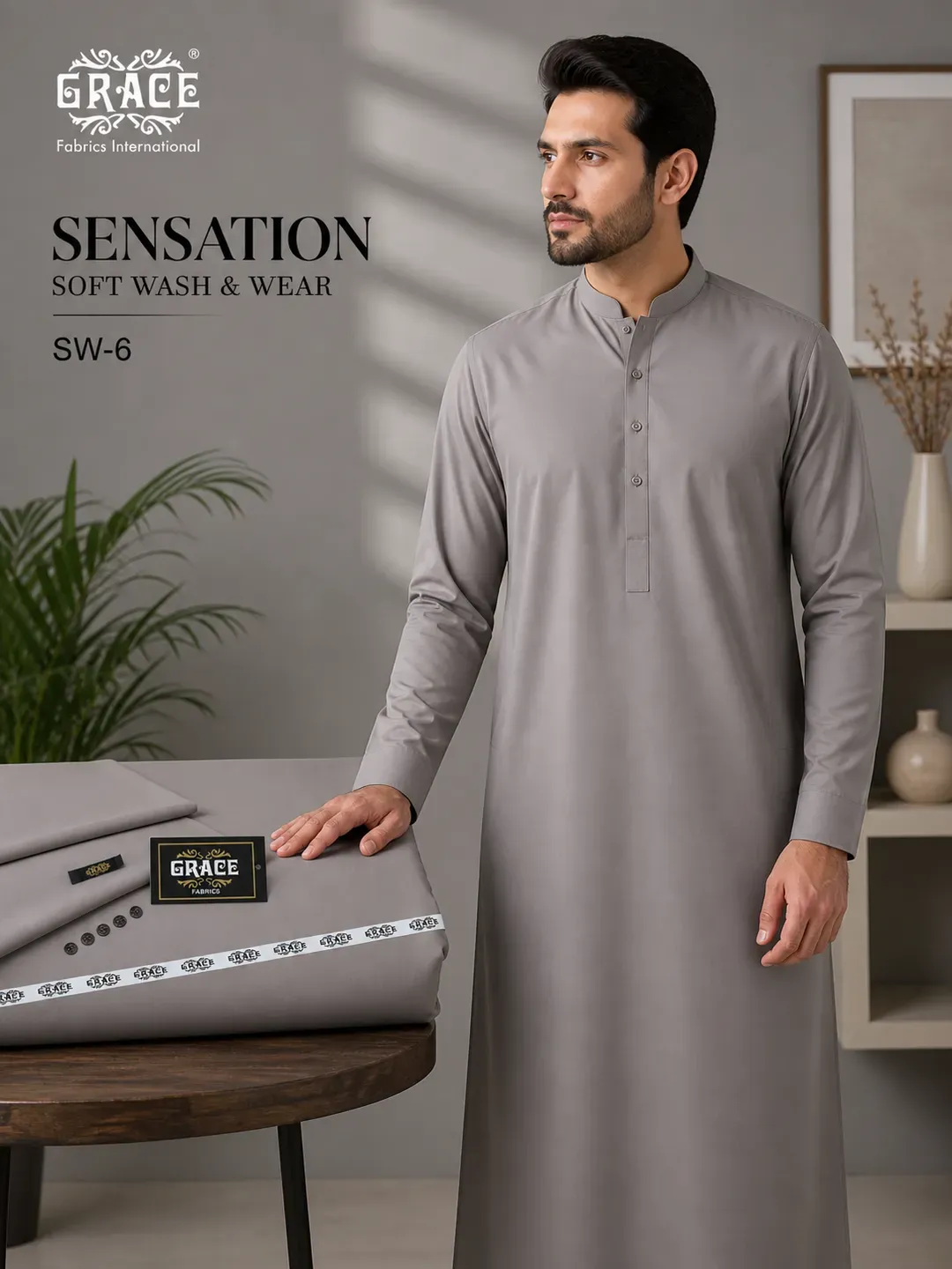 Men's Wash & Wear Plain Suit Grey All Season