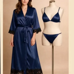 Silk Plain Comfortable And Lightweight Nightwear Set