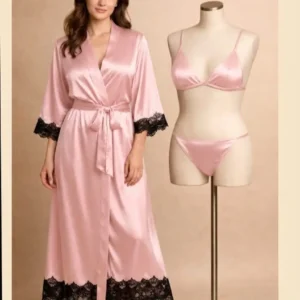 Silk Plain Comfortable And Lightweight Nightwear Set